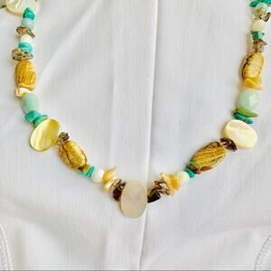 Natural elements polished stone shell necklace